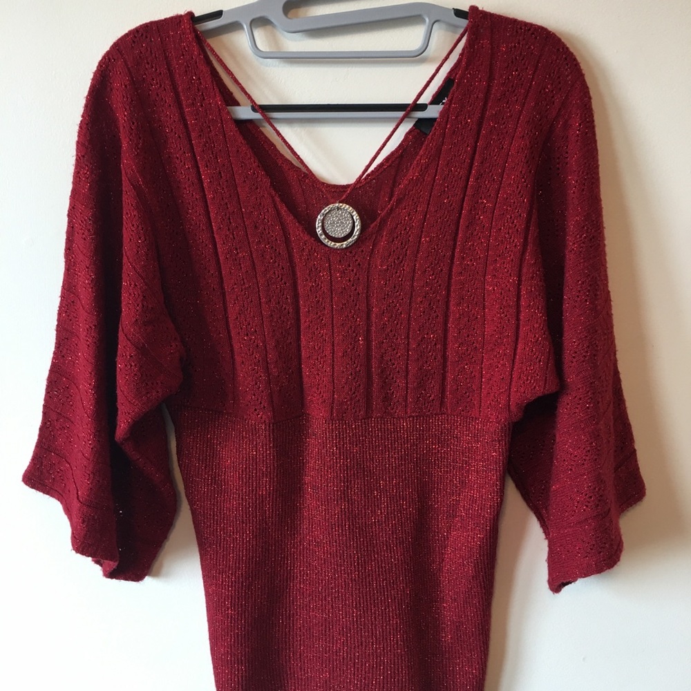 BCX V-neck & back knit sweater M